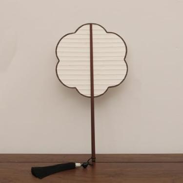 Imagem de Ventilador decorativo de artesanato espesso acessórios de dança de festa leque de papel manivela pintura em branco estilo chinês (estilo 8)
