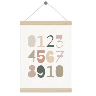 Imagem de Moldura para pôster Boho Neutral Classroom Numbers 0-10 30,5 x 40,6 cm, decoração de sala de aula boêmio, aprendizado educacional, decoração de arte de parede para meninos e meninas, sala de jogos