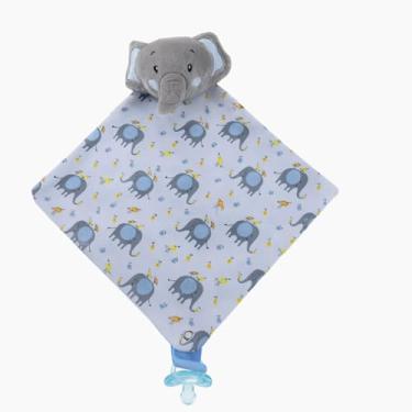 Imagem de Naninha Para Bebê Paninho Bichinho com Prendedor de Chupeta (Elefante Azul)