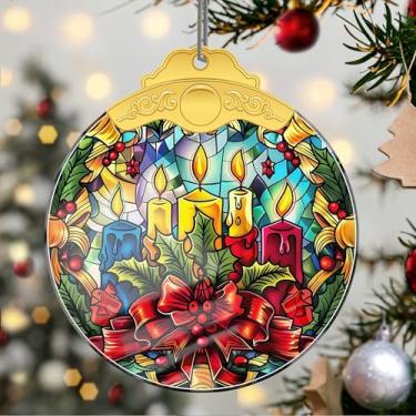 Imagem de Enfeites de Natal, vela de cristal, enfeites de árvore de Natal feitos à mão, decoração de carro e casa - presentes de Natal, decoração de artesanato em acrílico, ideias de troca de presentes para