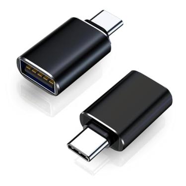 Imagem de Adaptador USB-C macho para USB 3.2 fêmea, compatível com iPhone 16 Pro Max, iMac 2021, iPad Pro 2021, MacBook Pro/Air, Tipo-C e dispositivos Thunderbolt 3 - pacote com 2, preto