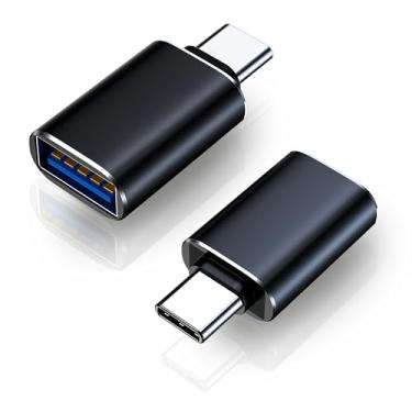 Imagem de Adaptador USB C para USB Pacote com 2 adaptadores USB C macho para USB3 fêmea compatível com iPhone 16 Pro Max Pro Air 2023 iMac iPad mini Pro, outros dispositivos tipo C ou Thunderbolt 4/3, preto