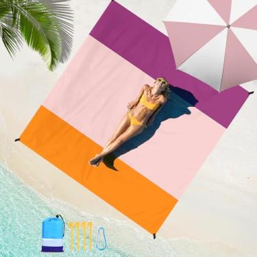 Imagem de Cobertor de praia impermeável à prova de areia 188 × 203 cm, grande, para 1 a 5 adultos, grande, leve, resistente a rasgos, tapete de piquenique para acampamento, caminhada, viagem, piquenique