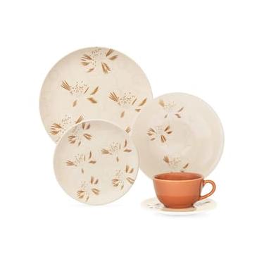 Imagem de Aparelho de Jantar Oxford Unni Orquídea 20 Peças Cerâmica Marrom e Off White