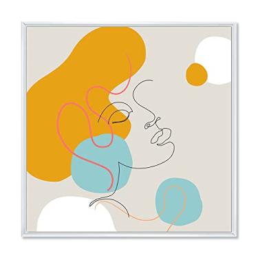 Imagem de DesignQ Retrato mínimo de uma linha de rosto feminino I - Impressão de arte de parede em tela emoldurada moderna