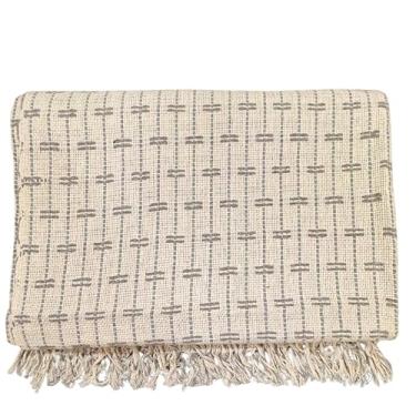 Imagem de Manta Sofa, Manta Pra Sofá Tijolinho Gigantes Tipo Capa Sofá Algodão(2,20x1,60m)(Cru com Cinza)