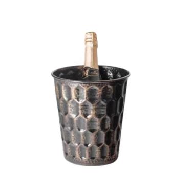 Imagem de Balde de gelo de aço inoxidável bicamada preservação do calor isolamento frio bonito KTV champanhe vinho tinto cerveja gelo bloco de gelo balde comercial (amarelo escuro)