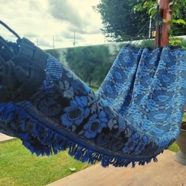 Imagem de Rede de Dormir, Rede de Descanso Casal Indiana Gigante para Varanda, Quarto, Sala E Jardim(Azul)