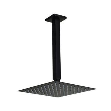 Imagem de Ducha Ultra Slim Black De Teto Em Inox 20 Cm Quadrado - AMG Metais