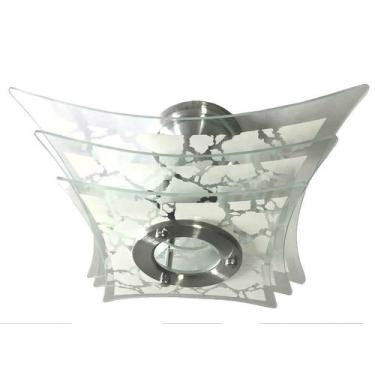 Imagem de Lustre Plafon de Sobrepor de Teto - Estrelado Branco - 3 Vidros - Sala