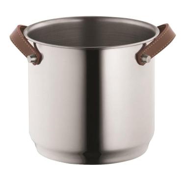 Imagem de Balde De Gelo Inox Champanheira Com Alças De Couro 4,5 Litros Bar Festa Garrafas Geladas Alto Padrão