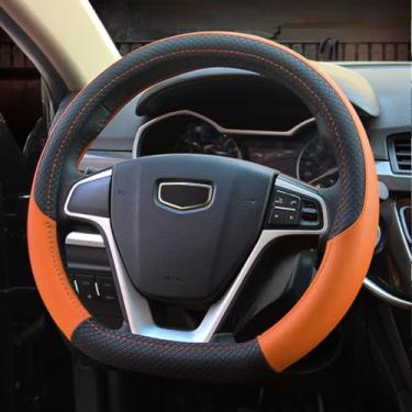 Imagem de Pahajim Capas de volante de carro em forma de D couro PU fundo plano capa de volante antiderrapante respirável estilo esportivo 37-38 cm acessórios de carro para mulheres e homens