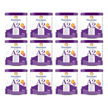 Imagem de Leite A2 em Pó Integral Instantâneo, Rico em Vitaminas A, C e D, Ferro e Zinco, 380g, Sem Glúten, Contém Lactose Kit C/12