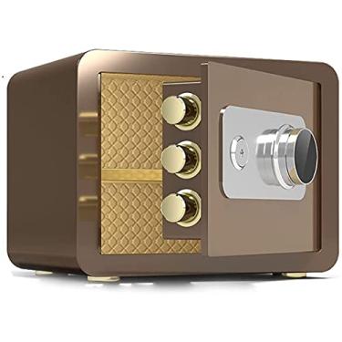 Imagem de Cofre à prova d'água à prova de fogo, cofre seguro e cofre, cofre de teclado digital, teclado eletrônico programável, para escritório em casa, hotel, negócios, joias, armazenamento de dinheiro, marrom