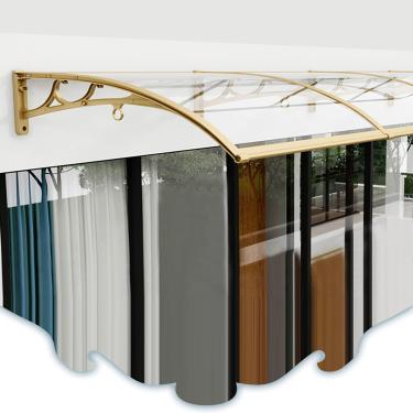 Imagem de Dossel de porta de janela curvado de aço plástico, proteção UV contra chuva e neve, janela, jardim, pátio, varanda, toldo, cobertura de policarbonato silencioso, impermeável, abrigo de chuva para