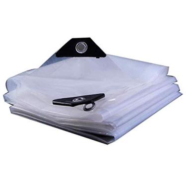 Imagem de OKUOKA Cortina transparente resistente à prova d'água de lona capa de caminhão ilhós de anel de metal de plástico com corda pára-brisa de dossel externo, 22 tamanhos (cor: transparente, tamanho: 6 x 8