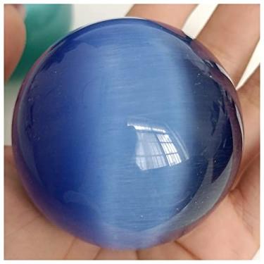 Imagem de FLOAPA 6 cm 1 peça olho de gato mexicano opala esfera esfera redonda palmeira pedras primárias e minerais (cor: A azul escuro)