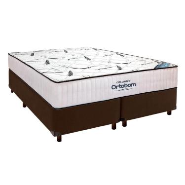 Imagem de Cama Box Marrom + Colchão Queen High Foam Ortobom