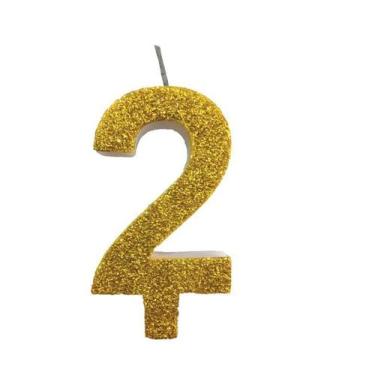 Imagem de Vela De Aniversário 2 Dourada Glitter - Illumina