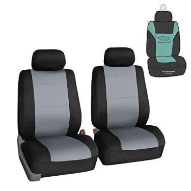 Imagem de Conjunto de capas de assento de carro FH Group FB083102 de neoprene à prova d'água (pronto para airbag) w. Presente, cinza/preto - ajuste universal para carros, automóveis, caminhões, SUV