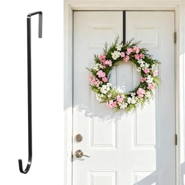 Imagem de 1 cabide de guirlanda de porta, 28 cm de comprimento, fácil de instalar sem perfuração, adequado para todos os tipos de portas, perfeito para decorações de Natal, placas de boas-vindas, etc. (preto)