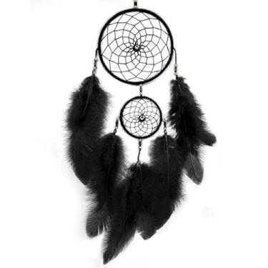 Imagem de Filtro Dos Sonhos Para Carro com Olho Grego Duplo 2 Aros Apanhador(Preto)