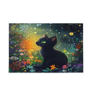 Imagem de Blueangle Quebra-cabeça de 1000 peças para adultos - brinquedos interessantes para família e amigos - Presente personalizado de quebra-cabeças de gato preto (336)