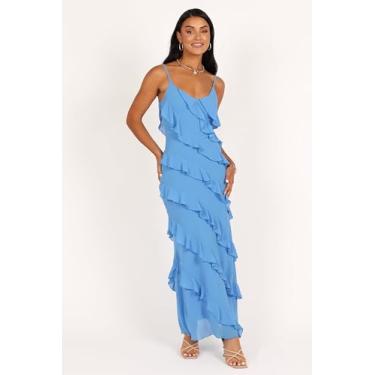Imagem de Petal & Pup Vestido longo feminino Ciao com babados, Azul, GG