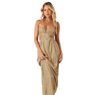 Imagem de Petal & Pup Vestido feminino Beyz Midi, Dourado, GG