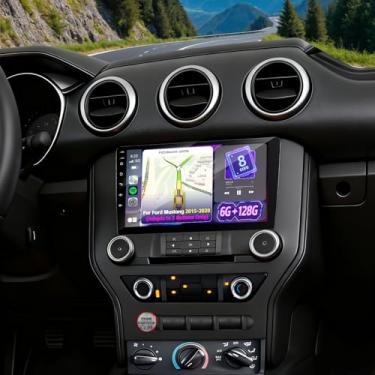 Imagem de [8 núcleos 6G + 128G] Rádio de carro Volxcereo para Ford Mustang 2015-2020 (se adapta apenas a 3 botões), estéreo com tela sensível ao toque Android de 9 polegadas com Carplay/Android Auto, GPS, WiFi