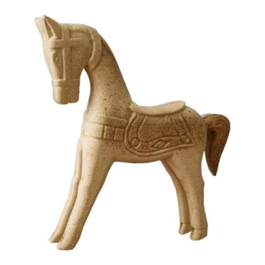 Imagem de IEUDNS Estátua de Cavalo de Madeira Inacabada E Sem Pintura, Estatueta de Cavalo para Decoração de Casa, Mesa, Ornamento de Animal em Branco para Estante, La, Estilo E