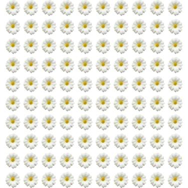 Imagem de Bairdish 100 peças de mini flores falsas de seda pequenas margaridas falsas a granel para artesanato, flores de feltro 3D, cabeças de girassol artificiais soltas para artesanato faça você mesmo