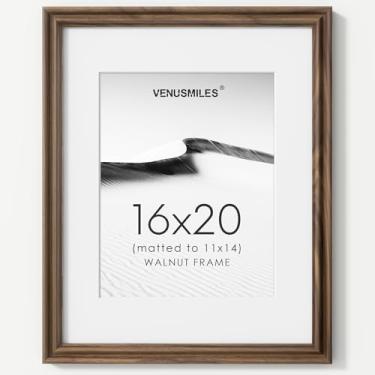 Imagem de Venusmiles Porta-retrato de 40,6 x 50,8 cm com tapete adaptável para 28 x 35 cm, moldura de madeira de nogueira preta natural, vidro temperado HD, encaixe e junta sem pregos, horizontal e