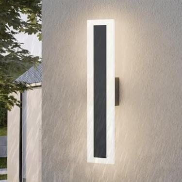 Imagem de Lâmpada de Parede LED Externa IP65 Impermeável Alumínio Metal Iluminação de Parede Moderna Minimalista Longa Arandelas Interior/Exterior para Jardins Villa Terraço Escadaria (Luz Neutra Preta, 30 cm)