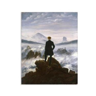 Imagem de O caminhante acima do mar de neblina por Caspar David Friedrich Impressões em tela Well Decor The World Classic Art Reproduções de arte grande giclee arte de parede para sala de estar decoração de
