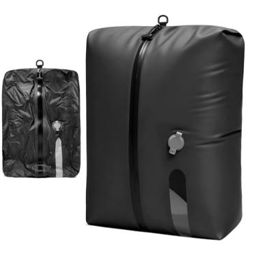 Imagem de LONGHIKER Sacos de armazenamento a vácuo de viagem, sacos de compressão sem ar reutilizáveis para mala de mão e mochila, sacos de vedação a vácuo de TPU à prova d'água para roupas e equipamentos de