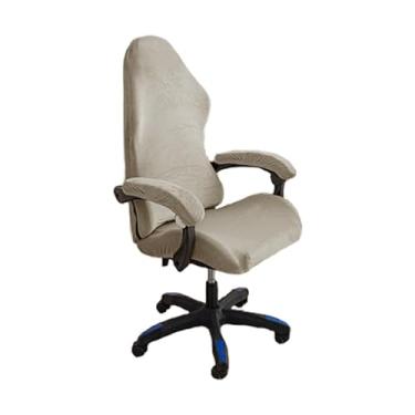 Imagem de GERLNF Capa de cadeira elástica com apoios de braços, capa de veludo para cadeira de jogos, protetor de poltrona para cadeira giratória de corrida reclinável (taupe)