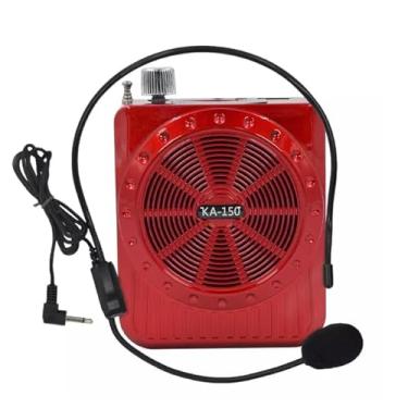 Imagem de Amplificador de Voz Portátil Megafone Bluetooth 5.0 KB-150 com Microfone, Rádio FM, USB, Cartão de Memória, Headset Ajustável e Bateria Recarregável para Aulas, Palestras e Eventos (Vermelho)