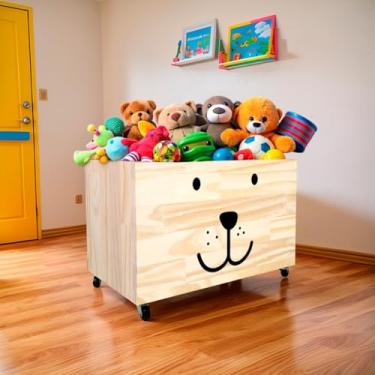 Imagem de Caixote de Madeira para Brinquedos, Caixa Organizadora de Madeira, Baú com rodas para Brinquedos(CX160)