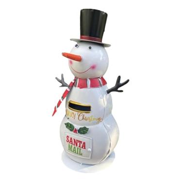 Imagem de Fenteer Caixa de Correio de Boneco de Neve de Ferro, Enfeite de Natal para Mesa, Decoração de Prateleira, Acessório e Multifuncional, Altura 35cm
