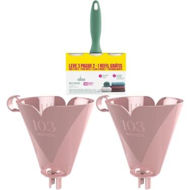 Imagem de Kit com 2 Suporte de Filtro de Café Rosa 103 + 1 Rolo Adesivo 50 Folhas com 2 Refis
