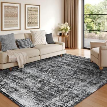 Imagem de ARKIIKI Tapetes laváveis de 22 x 30 cm para sala de estar, tapetes boho neutros para quarto, tapete vintage grande de lã sintética macia para berçário, sala de jogos, escritório, sala de jantar