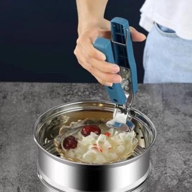 Imagem de Grampo antiescaldante de aço inoxidável, braçadeiras, utensílios de micro-ondas, prendedor de pratos de comida quente, pinças de cozinha (pinças de tigela)