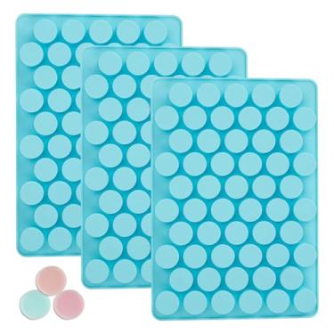 Imagem de 3 moldes redondos de silicone de chocolate para doces, gomas, caramelos, ganache, cubos de gelo, 55 cavidades por peça