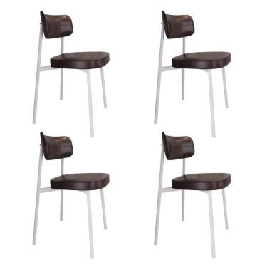 Imagem de Conjunto 4 Cadeiras de Jantar Revest Sintetico Alloa Est. Branca