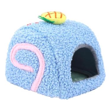 Imagem de Generic Cama quente e aconchegante para hamster, acessório para habitat, confortável e adorável para dormir, toca para porquinho-da-índia, gerbil, Azul