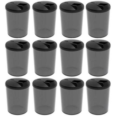 Imagem de Kit 12 Farinheiras Porta Farofa Temperos Fumê com Tampa 400ml Crippa