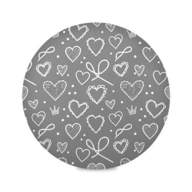 Imagem de Wassud Jogo americano tapetes redondos com corações de giz para cozinha e jantar, tapetes laváveis e resistentes ao calor, decoração de mesa 39 cm