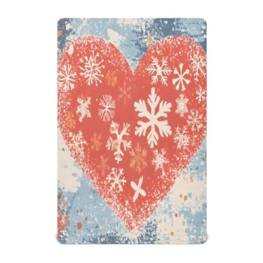 Imagem de Wassud Jogo de lençol de berço respirável para meninos e meninas, com coração vermelho, neutro, 71 x 132 cm