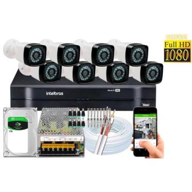 Imagem de Kit 8 Cameras Segurança 1080 Full Hd Dvr Intelbras 8ch mhdx Alta Resol